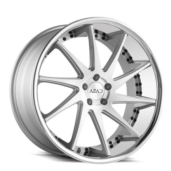 Azad-AZ23-Brushed-Silver-w/-Chrome-Lip-Silver-22x10.5-66.56-wheels-rims-felger-Felgkongen