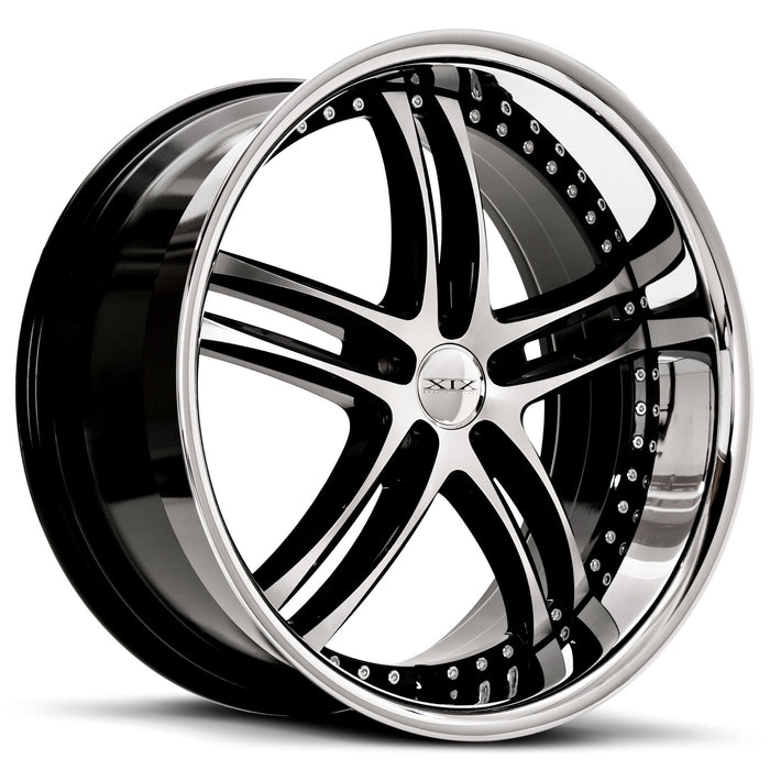 XIX-X15-Gloss-Black-Machined-with-Stainless-Steel-Lip-Black-22x9-66.56-wheels-rims-felger-Felgkongen