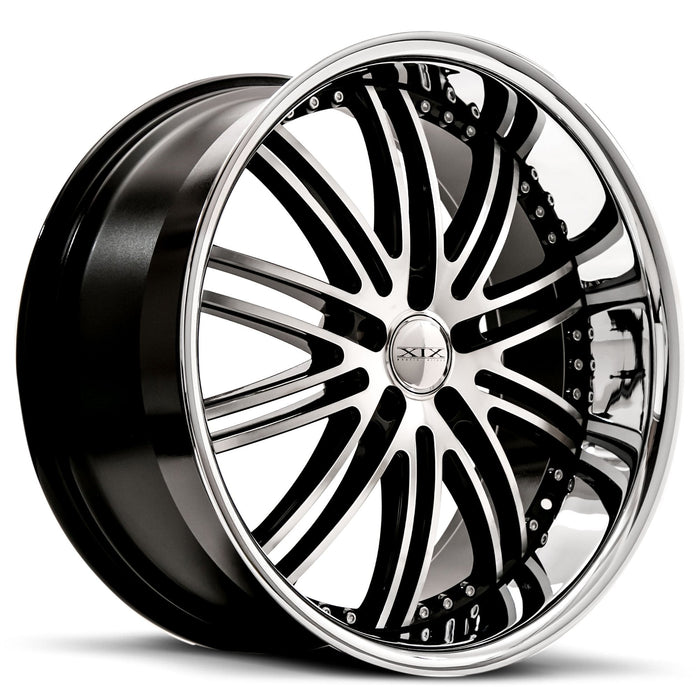 XIX-X23-Gloss-Black-Machined-with-Stainless-Steel-Lip-Black-22x9-72.56-wheels-rims-felger-Felgkongen